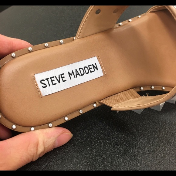 “New “Steve Maddens Nude Studded Double Strap Sandals C - Picture 3 of 10